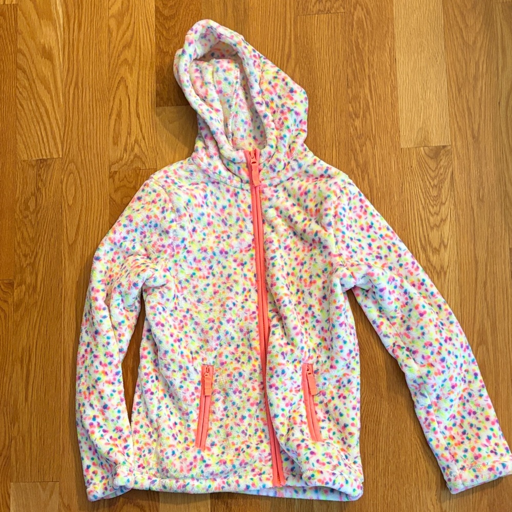 Colorful Hooded Jacket with Pink Zipper lands lands end youth large Brand new